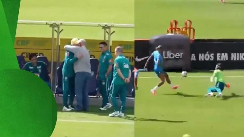 Raphinha faz golaços, Felipão e Ancelotti acompanham treino da Seleção