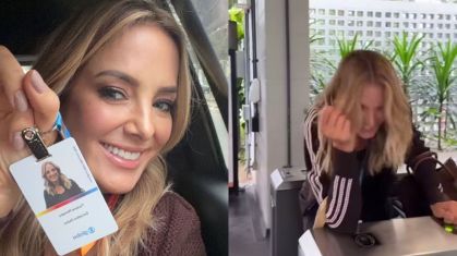 Ticiane Pinheiro se divertiu ao cometer gafes na portaria da emissora