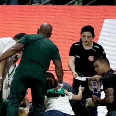 Torcedor tenta invadir o campo e quebra a perna em Palmeiras x Santos