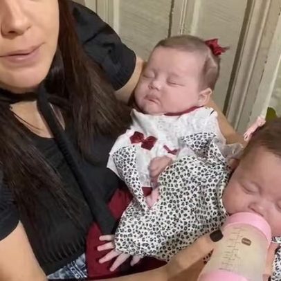 Mãe cuida sozinha de trigêmeas e cena chama atenção