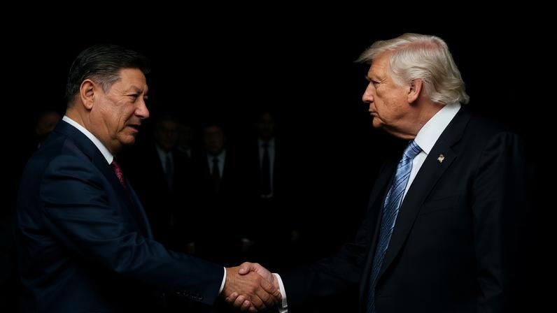Donald Trump cumprimenta o presidente chinês Xi Jinping em Pequim (foto: Evan Vucci / Reuters)