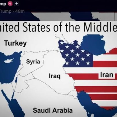 Trump publica mapa do Irã com bandeira dos EUA e questiona EUA do Oriente Médio