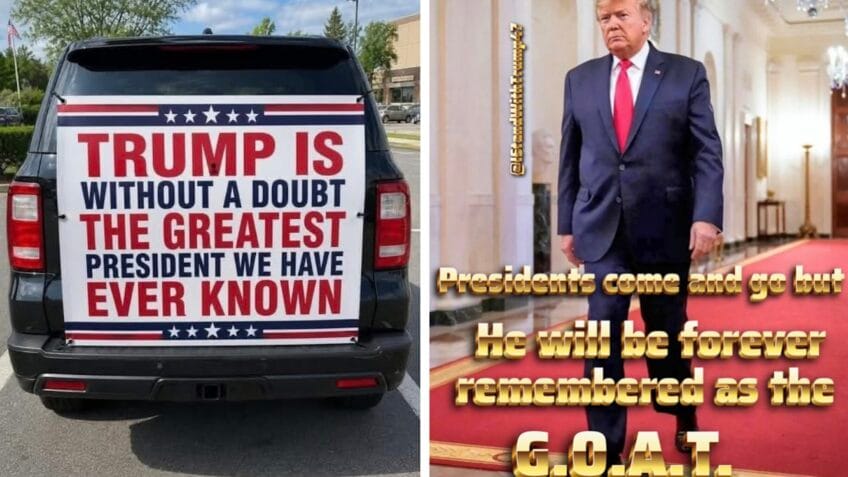 Pesquisa mostra que apenas 37% dos entrevistados aprovam o desempenho de Trump; na foto, imagens republicadas pelo republicano na Truth Social