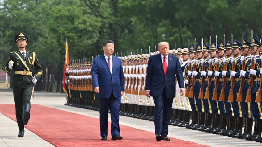 Donald Trump e Xi Jinping durante recepção à comitiva norte-americana em Pequim