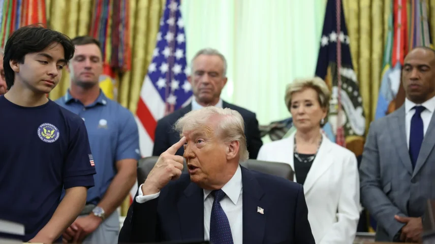 O presidente dos Estados Unidos, Donald Trump, em evento na Casa Branca nesta terça-feira (5) (Foto: TOM BRENNER/EFE/EPA)