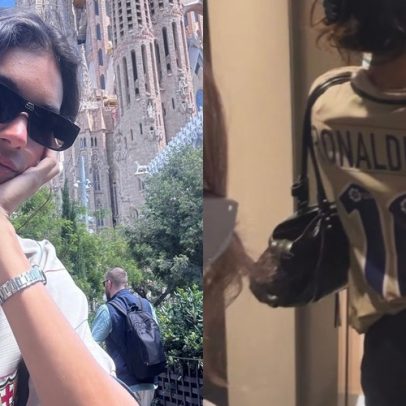 Alane Dias usa roupa emprestada do namorado em Barcelona