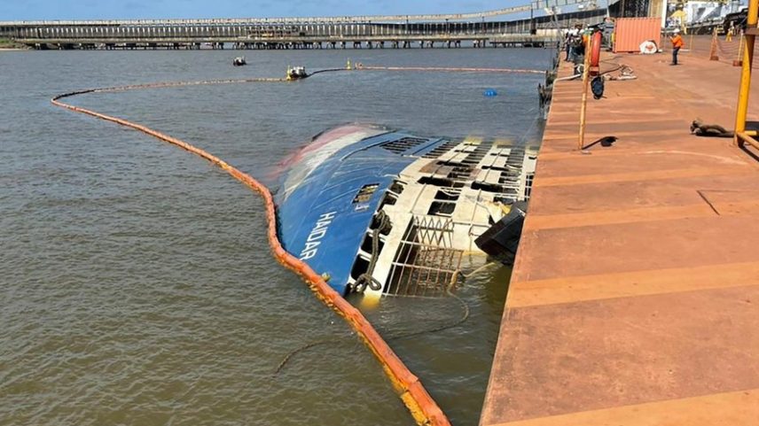 Navio libanês Haidar naufragou no Pará em 2015, e não foi retirado desde então devido a entraves legais