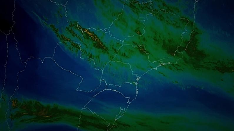 Imagens de Satélite, via Inmet, do vapor d'água realçado, no Brasil em 14 de maio de 2026
