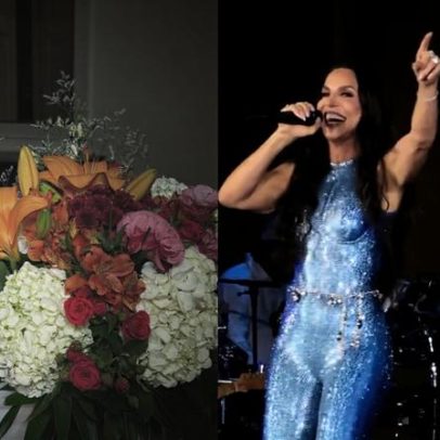 Ivete Sangalo recebe flores de Shakira