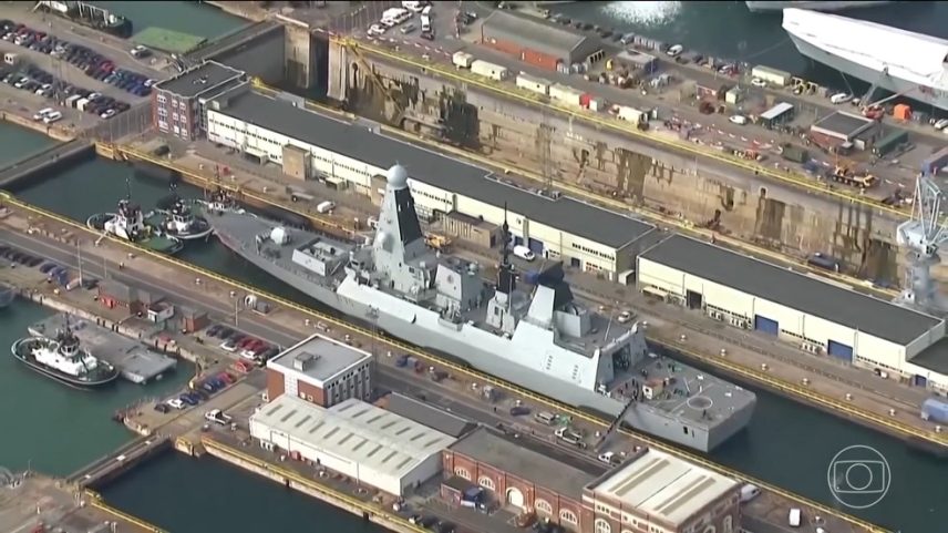 Reino Unido anuncia envio de navio de guerra e reforça coalizão internacional no Estreito de Ormuz — Foto: Jornal Nacional