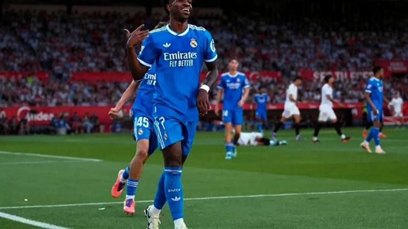 Vinicius Jr fez o único gol do Real Madrid na vitória sobre o Sevilla