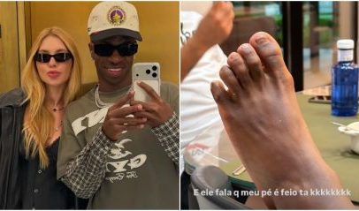 Virginia posta foto do pé de Vini Jr. e zomba: 'o meu é feio'