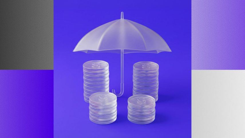 Viver de renda: guarda-chuva protegendo moedas, em alusão aos cuidados para proteger os investimentos