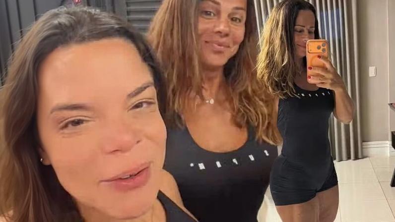 Com bronzeado renovado, Viviane Araujo retoma treinos após viagem