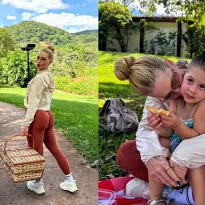 Virginia celebra feriado com piquenique ao ar livre ao lado dos filhos