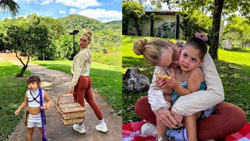 Virginia curte feriado com piquenique ao lado dos filhos