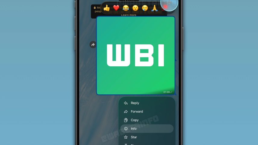 Avanço do Liquid Glass no WhatsApp foi encontrado no Menu de Emojis — Foto: WABetaInfo/Reprodução