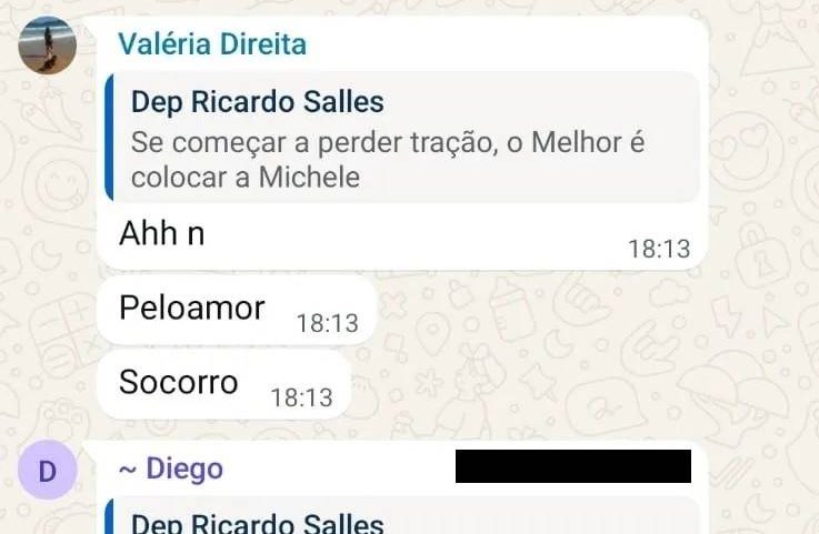 Bolsonaristas debatem possibilidade de substituir Flávio por Michelle em grupo de Whatsapp