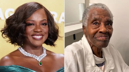 Viola Davis em 1º de março de 2026; e Mae Alice Davis em 4 de maio de 2026 — Foto: Rodin Eckenroth/Getty; Viola Davis/Instagram