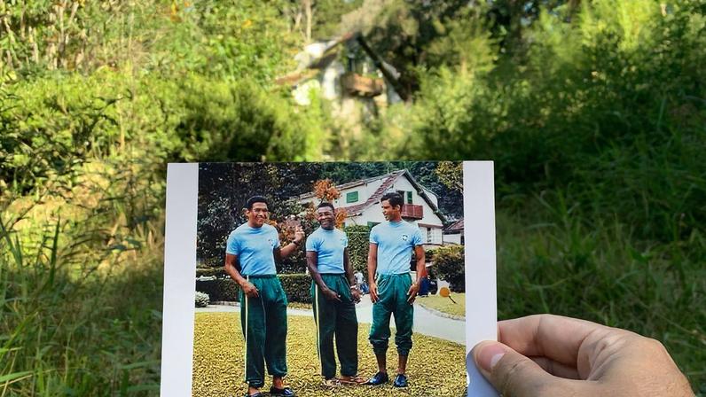 Hotel em Teresópolis onde famosa foto de Pelé e Garrincha foi tirada está abandonado — Foto: Tébaro Schmidt / ge