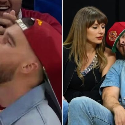Taylor Swift reage após Kelce beber cerveja de uma vez em jogo da NBA