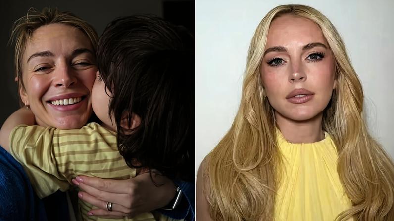 Lindsay Lohan e seu filho — Foto: GettyImages/Instagram