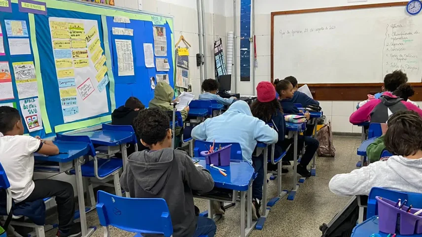 Inscrições para a Obmep Mirim. Crianças em sala de aula. Foto: IMPA/Divulgação