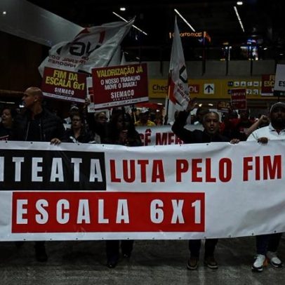 Manifestação no Aeroporto de Guarulhos pede fim da escala 6x1