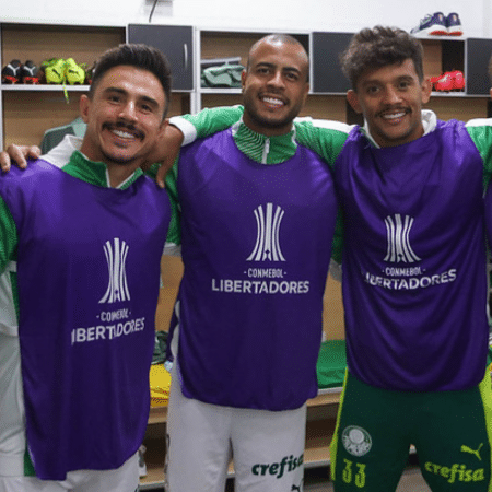Willian Bigode, Mayke e Scarpa na época em 2021, quando eram companheiros de equipe no Palmeiras