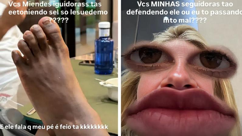 Virginia brinca com pé do namorado Vini Jr