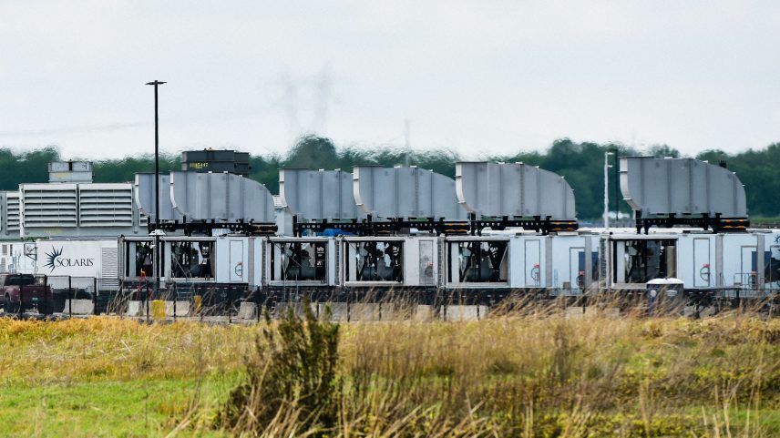 MEMPHIS TN APRIL 25 Gas turbines are visible at an xAI data center on Riverport Rd in Memphis TN on April 25 2025.