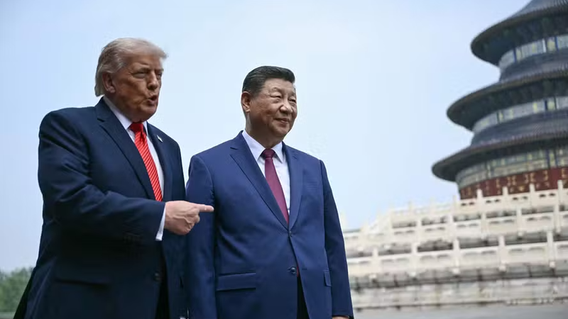 XI Jinping e Donald Trump durante reunião em Pequim