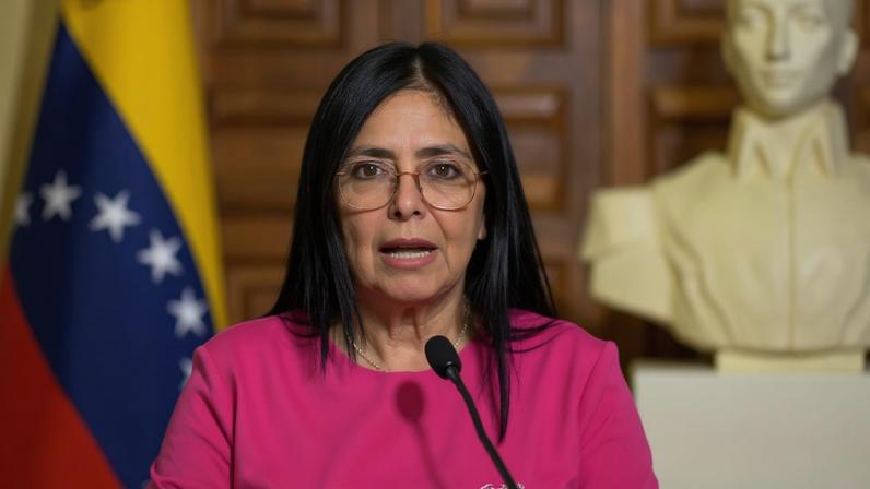 Presidente interina da Venezuela, Delcy Rodríguez (Juan Barreto/AFP)