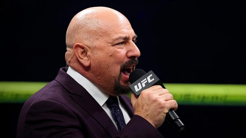 Octagon announcer Joe Martinez introduces the main event during the UFC Fight Night event at anb Arena on February 01, 2025 in Riyadh, Saudi Arabia. (Photo by Chris Unger/Zuffa LLC)
