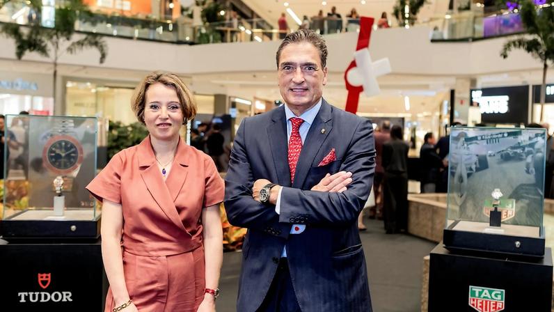 Hèlène Leonardi e o embaixador da Suíça, Hanspeter Mock