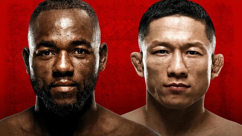 UFC flyweights Manel Kape and Kyoji Horiguchi by side over a red and black textured background