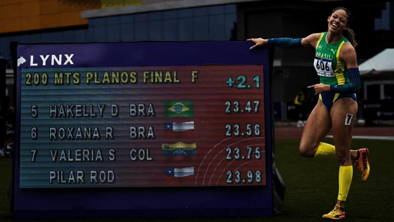Hakelly Maximiano conquista o ouro nos 200 metros em Lima (Foto: Sebastian Lasurra/Sul-Americana)