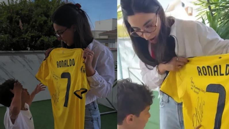 Gabriela Versiani presenteou Léo, filho de Marília Mendonça e Murilo Huff, com uma camisa autografada por Cristiano Ronaldo; veja mais