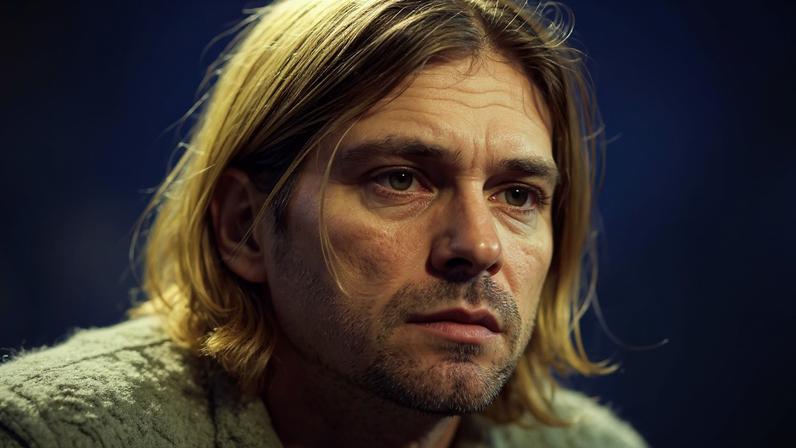 Kurt Cobain, líder do Nirvana e ícone grunge, durante show do MTV Unplugged em 1993