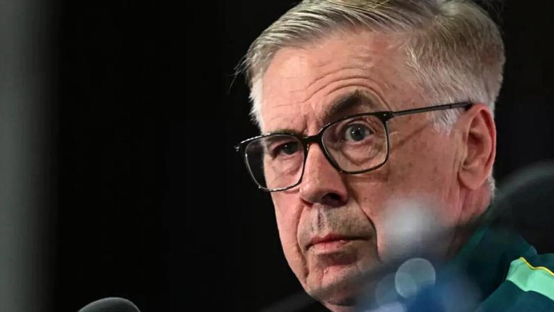 O treinador da seleção brasileira, Carlo Ancelotti, durante entrevista coletiva no MetLife Stradium, Nova Jersey, em 12/06/2026.
