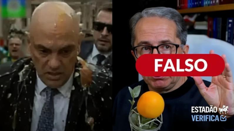 Vídeo que mostra Alexandre de Moraes coberto por ovos não é verdadeiro.