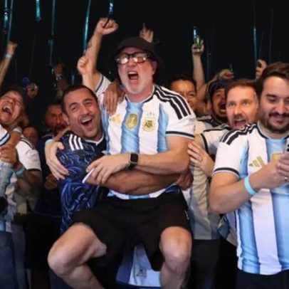 Em Mooca, torcedores vestem azul e branco para apoiar Messi na Copa