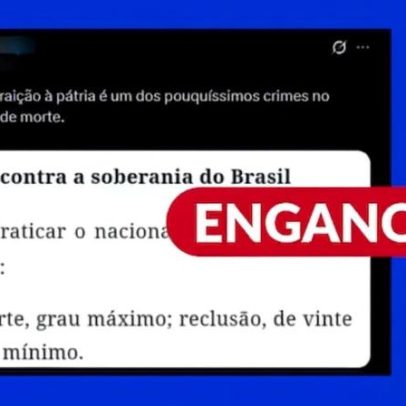 Pena de morte por traição só existe em guerra declarada no Brasil