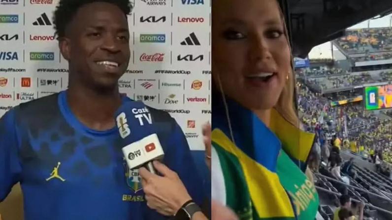 Vini Jr, reage a gol contra Haiti na Copa do Mundo e dedicação parece subentendido para Virginia Fonseca.