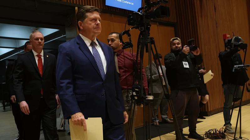 Jay Clayton, then serving as the U.S. attorney, at Gracie Mansion in New York last March. President Trump said he plans to choose him as the next director of national intelligence.