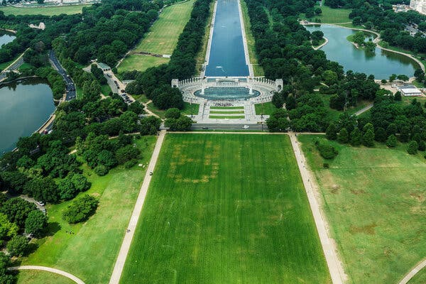The National Park Service began a criminal investigation after discovering the numbers stained into the grass near the Washington Monument.