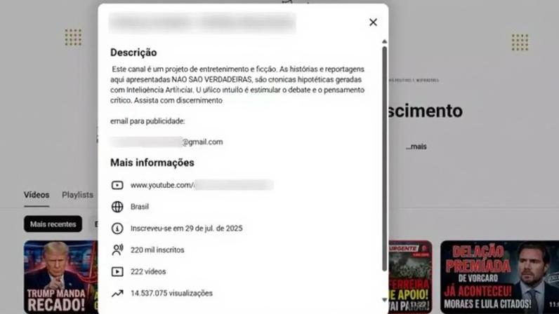 Canal que tinha mais de 220 mil seguidores costumava viralizar conteúdos desinformativos, mas alegava publicar histórias de ficção com o objetivo de gerar entretenimento