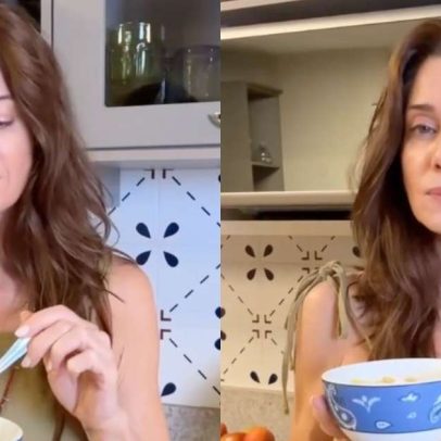 Letícia Spiller aos 52 usa iogurte proteico com manga e granola na dieta