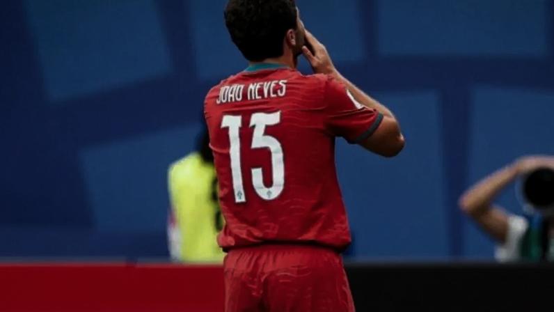 João Neves celebra gol marcado com assistência de Pedro Neto –