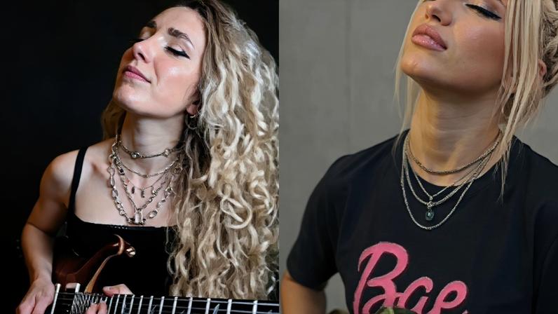 Sophie Burrell foi uma das guitarristas clonadas com inteligência artificial (Fotos: reprodução / Instagram)